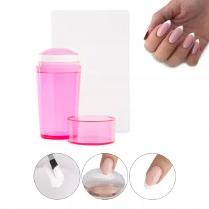 Tampon & Scraper Stamping Clear Pink