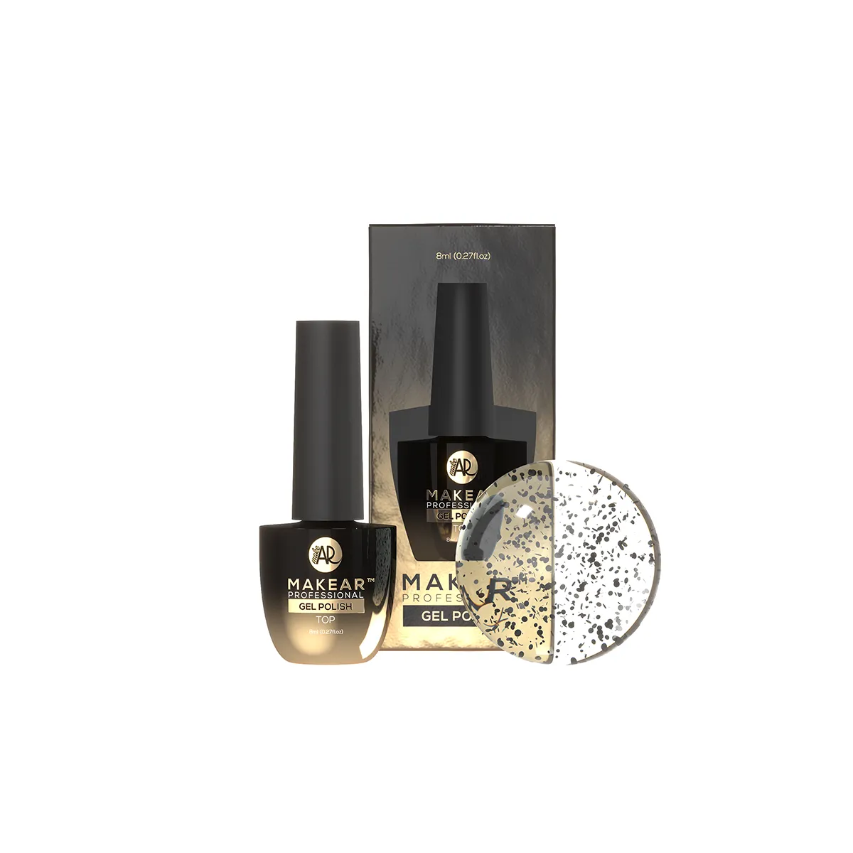 Gel Polish Top Dots Black No Wipe 8ml