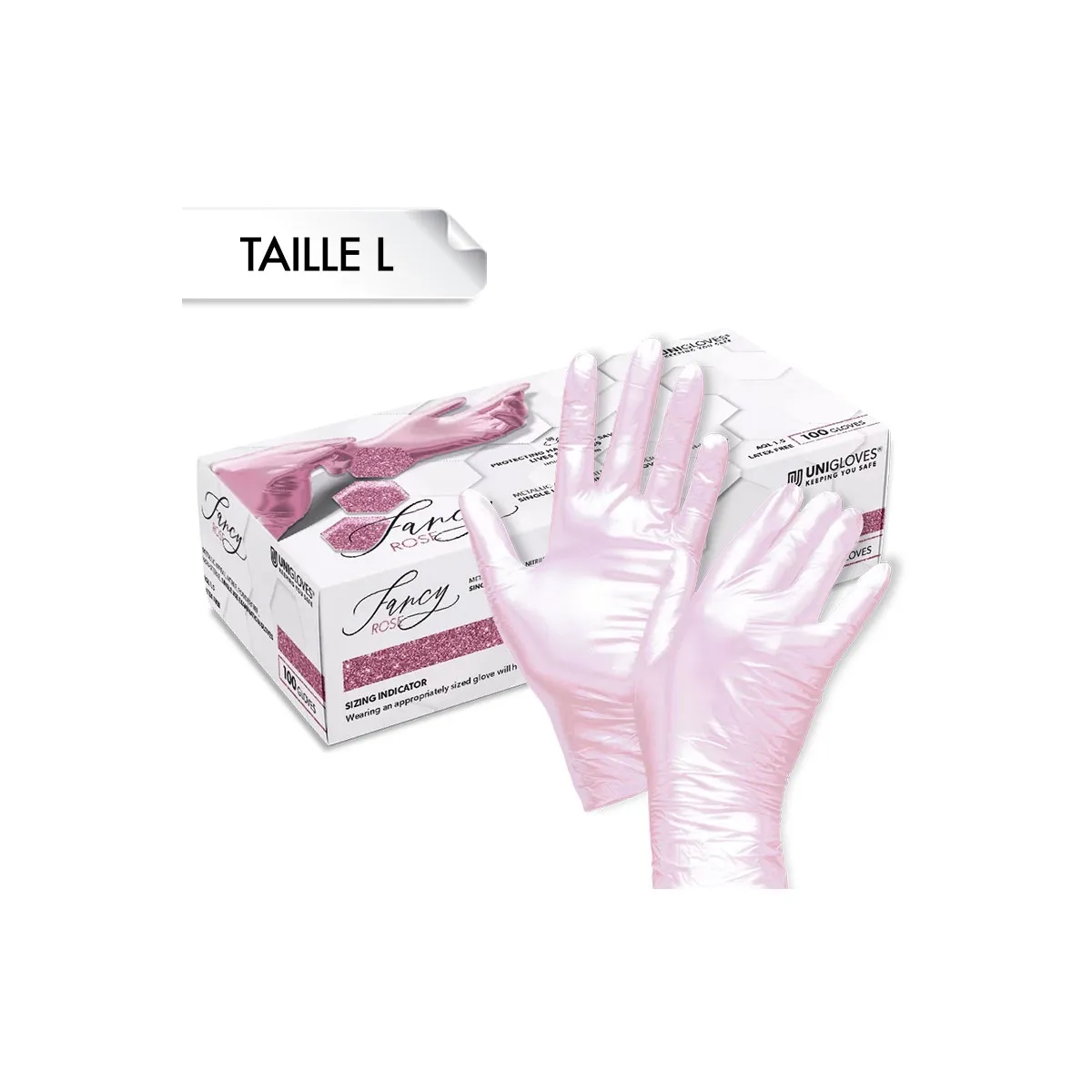 Gants Nitrile FANCY Rose L