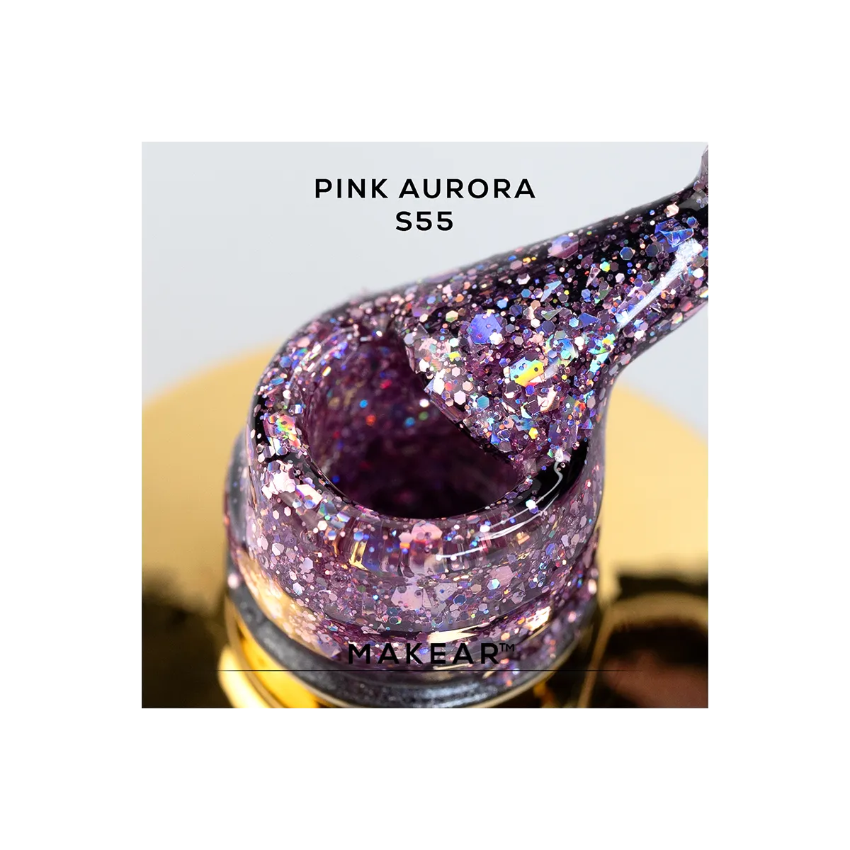 Gel Polish Premium Glitter S55 Stellar Pink Aurora