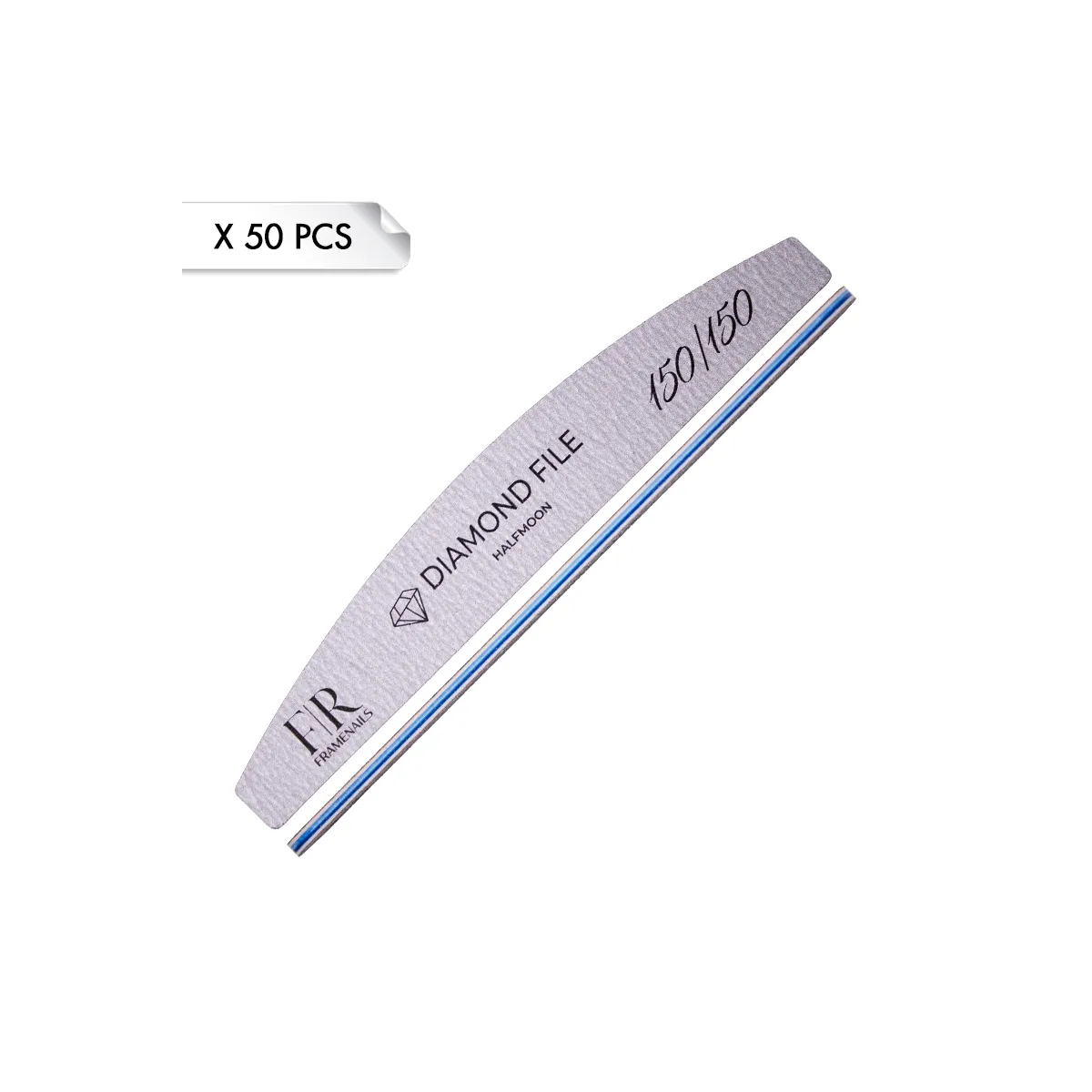 Diamond File Half Moon Zebra 150/150 (x50pcs)