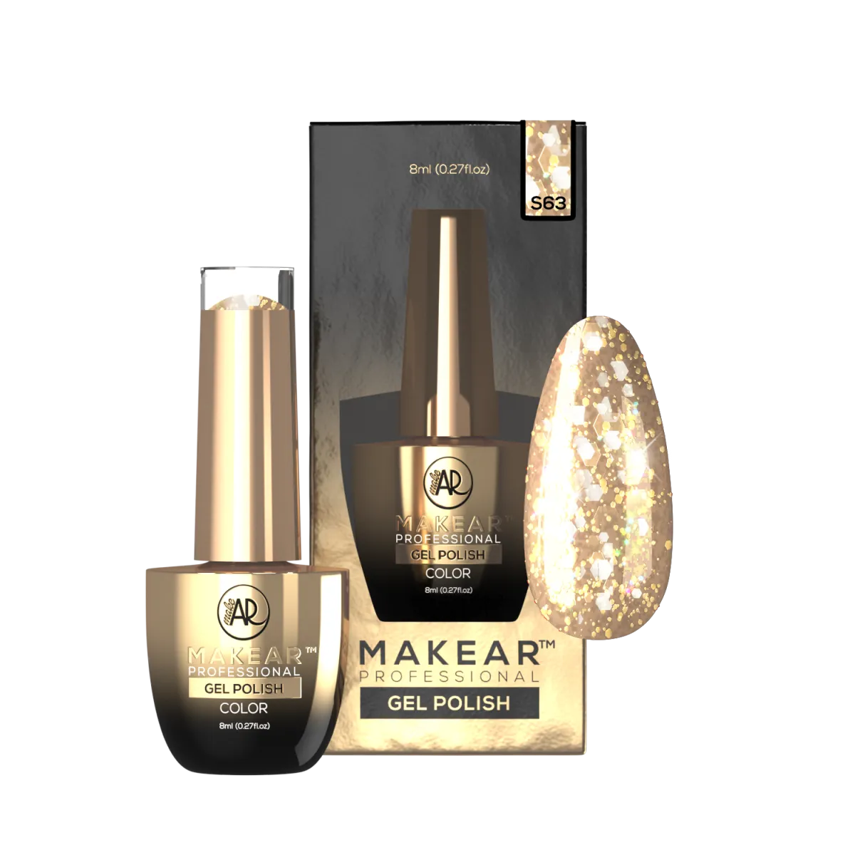 Gel Polish Premium Glitter S63 Gold Star Makear
