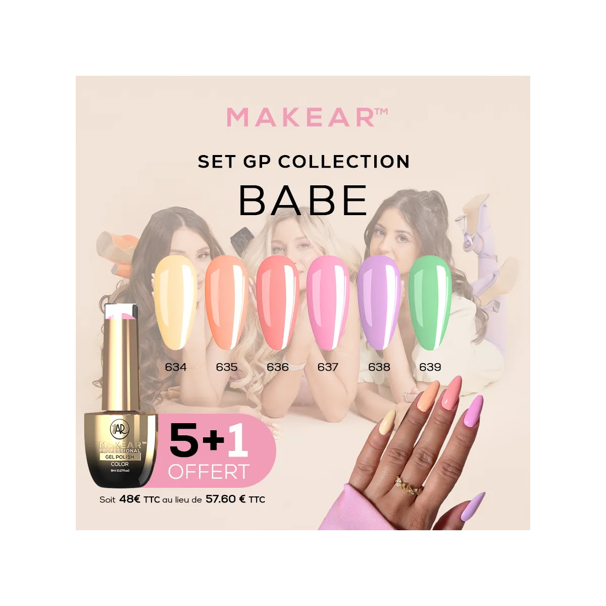 Set Gel Polish Regular Babe (5+1) Makear