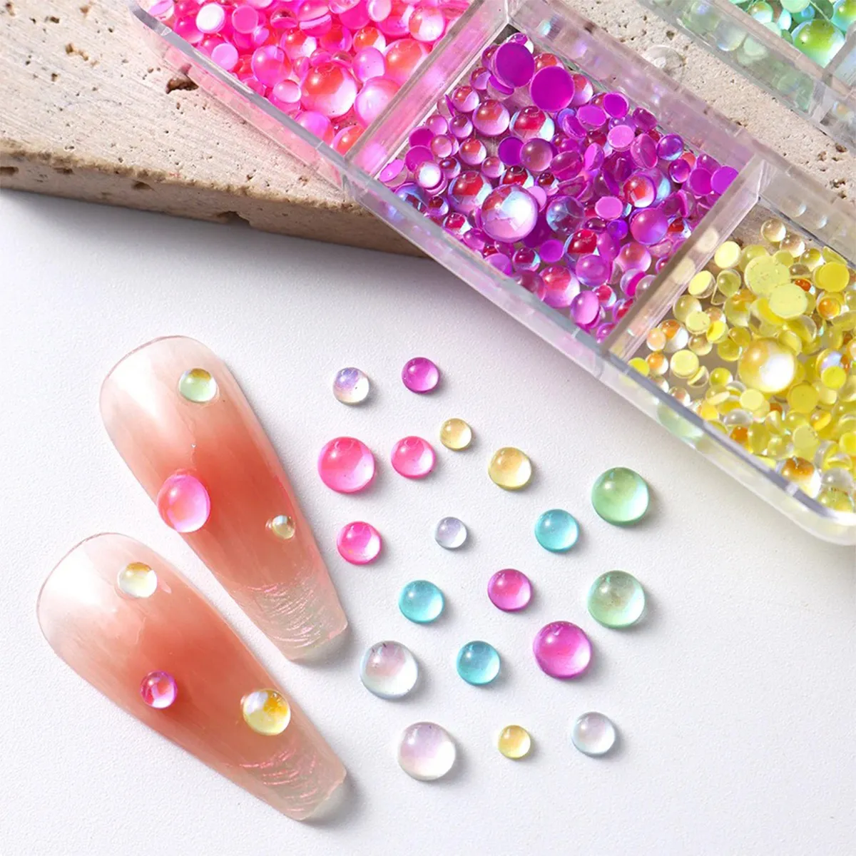 Boite Perles Effet Goutte D'eau - 6 couleurs