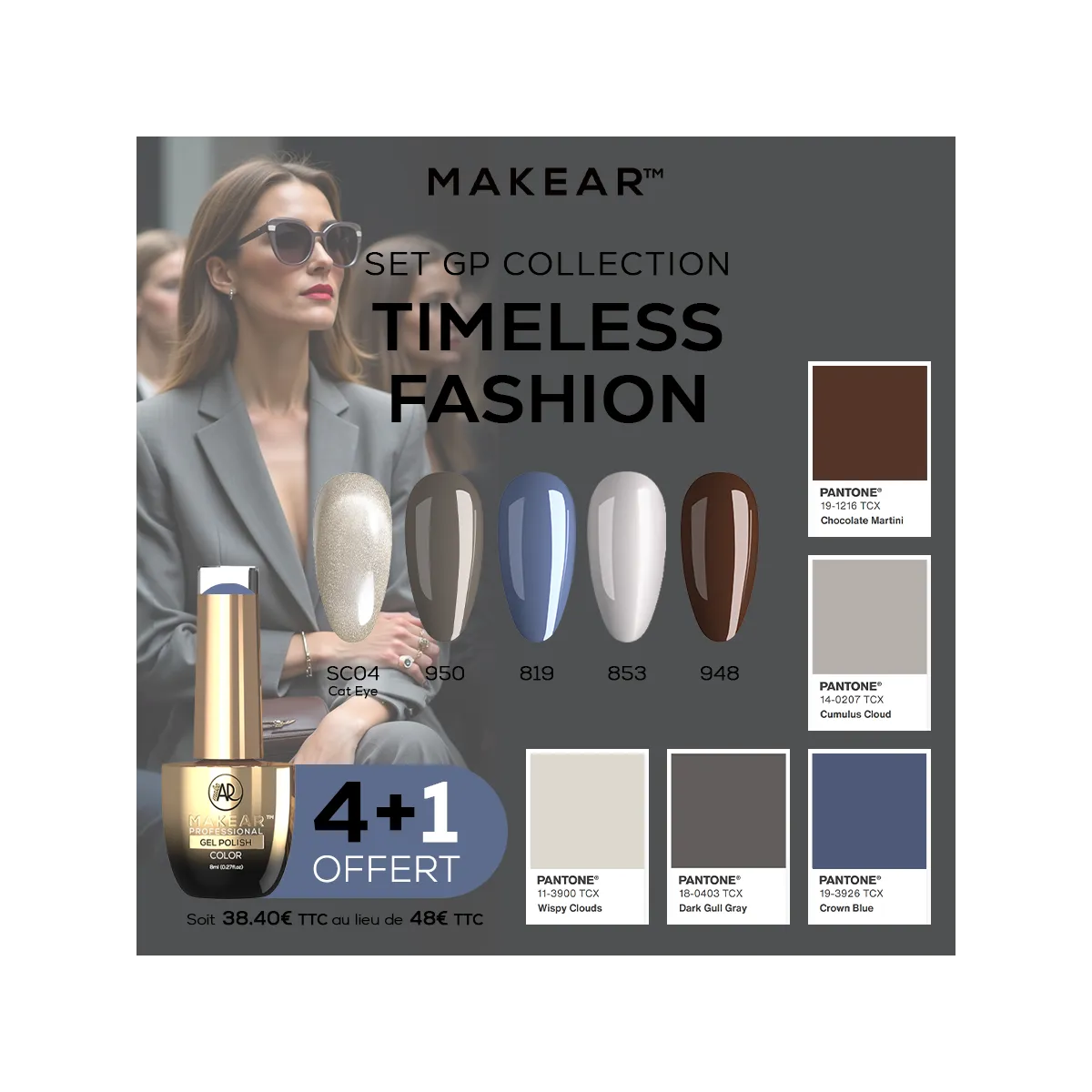 Set Gel Polish Timeless Fashion (4+1) Makear